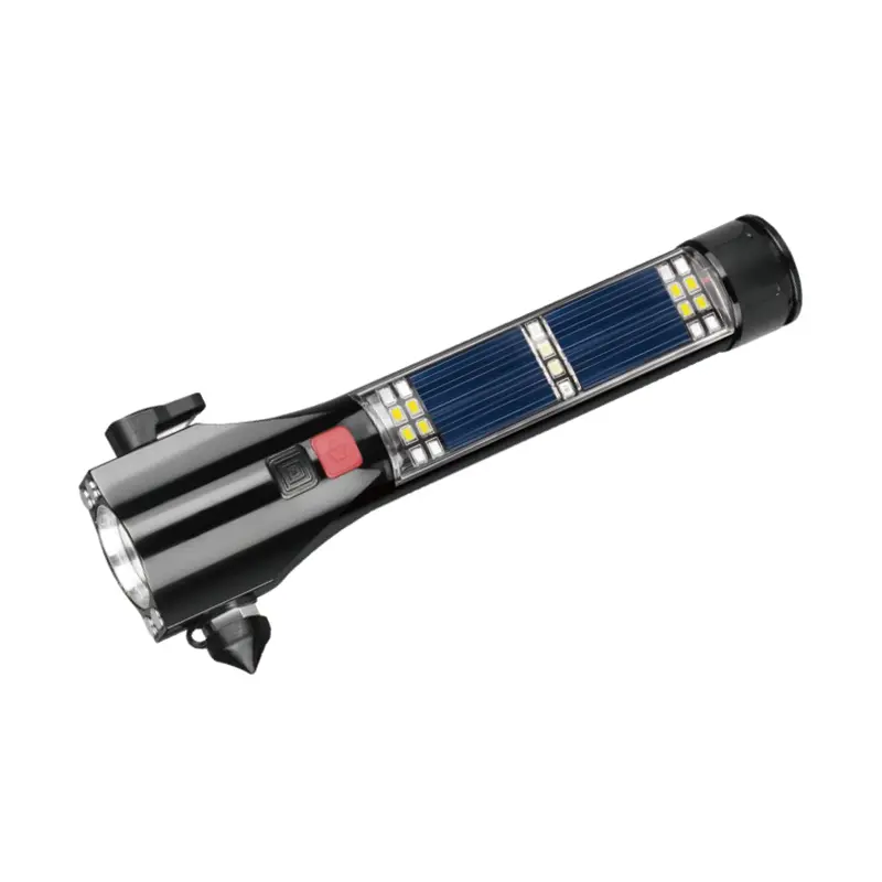 Outil d'urgence alimenté par lampe de poche solaire avec marteau de sécurité